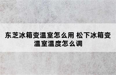 东芝冰箱变温室怎么用 松下冰箱变温室温度怎么调